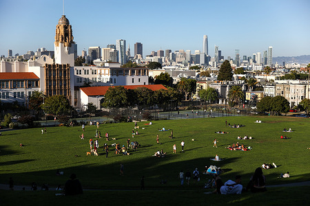 The Mission Dolores Park, in San Francisco, California, USA, is pictured.