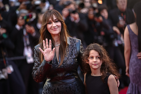 Monica Bellucci and Tawba El Gharchi attend the red carpet of "Histoires de la Nuit" at the 79th Cannes Film Festival.