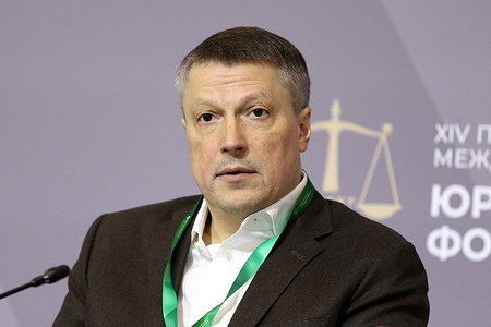 Georgiy Gorshkov, Chairman of the Board WB Bank, Head of Fintech attends the Pre-Trial Dispute Resolution as a Tool for Protecting Citizens Rights and Optimizing the Dispute Resolution System in Russia session during The St. Petersburg International Legal Forum at the Expoforum Convention and Exhibition Center.