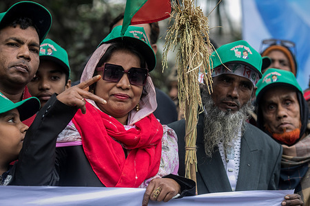 A supporter of Tarique Rahman, son of former Prime Minister Khaleda Zia and the Bangladesh Nationalist Party (BNP)'s acting chairman, attends the rally after Rahman arrives in Dhaka. Tarique Rahman, an aspiring prime minister and prominent political figure, returned to Bangladesh on December 25 after a 17-year self-imposed exile, pledging to deliver safety and justice if his party wins next year’s elections.