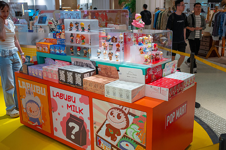 A Pop Mart display shelf seen in the shop at the Central World shopping mall.