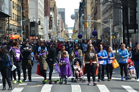 People of all ages seen taking part during the march.
Annual 81st March of Dimes, a march for Babies to support healthy for moms and strong babies. The march was along Lexington Avenue in New York City.