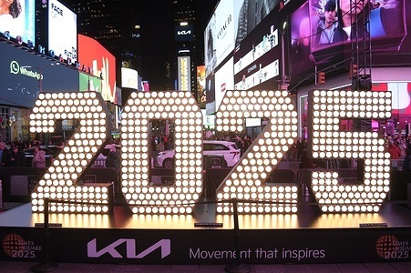 The 2025 New Year numerals are seen in Times Square, Manhattan, New York City.