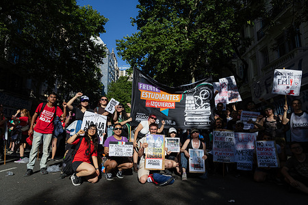 Protesters hold placards expressing their opinion during the demonstration. Trade unions, social and political organizations gathered in front of the Casa Rosada to protest the government’s “labor modernization” initiative. They threatened to call a nationwide strike if the bill is approved.