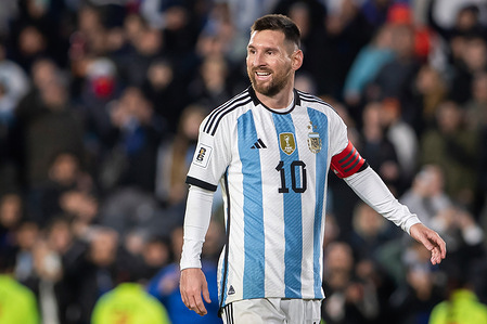 Lionel Messi of Argentina smiles during a match between Argentina and Ecuador as part of FIFA World Cup 2026 Qualifiers at Estadio Mas Monumental Antonio Vespucio Liberti. Final Score: Argentina 1:0 Ecuador