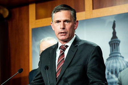 U.S. Senator Martin Heinrich (D-NM) speaking at a press conference about the effects of a default at the U.S. Capitol.