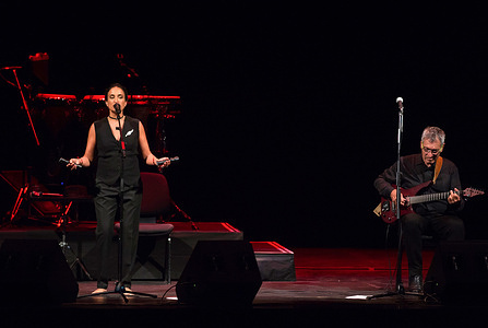 Israeli singer Achinoam Nini, artistically known as 'Noa' performs live on the stage during the Terral festival 2021 at Cervantes Theatre. Between 5 to 31 July, Cervantes Theatre welcomes the summer music festival 'Terral', with concerts and shows performed by renowned artists as Noa, Ainhoa Arteta, or Salvador Sobral among others. All concerts will be performed under safety measures with a limited audience capacity.