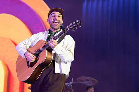 Singer Nil Moliner performs during his concert at the Movistar Arena.