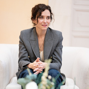 The President of the Community of Madrid, Isabel Diaz Ayuso meets Markus Haupt, SEAT and Cupra CEO at the Royal House of the Post Office (Real Casa de Correos) in Madrid.