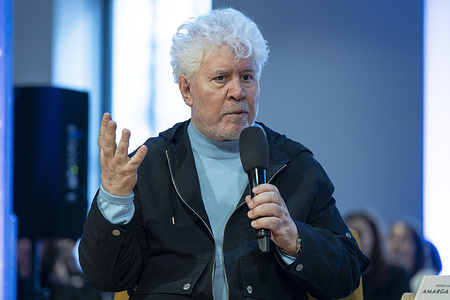 Filmmaker Pedro Almodovar during a meeting with the public at the Telefónica Foundation in Madrid, March 27, 2026, Spain