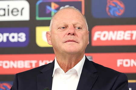 Gerard Gallant, head coach of Shanghai Dragons Hockey Club attends a Press Conference after the Hockey match, Kontinental Hockey League 2025/2026 between Shanghai Dragons China and SKA Saint Petersburg at the SKA Arena. (Final score; Shanghai Dragons 7:4 SKA Saint Petersburg).