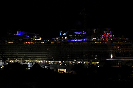The Odyssey of the Seas is docked in the French Mediterranean port of Marseille for maintenance and repairs.