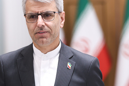 Esmaeil Baghaei, Spokesperson of Foreign Ministry seen during his weekly press conference.