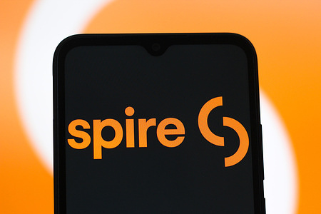 In this photo illustration, the Spire logo is seen displayed on a smartphone screen.
