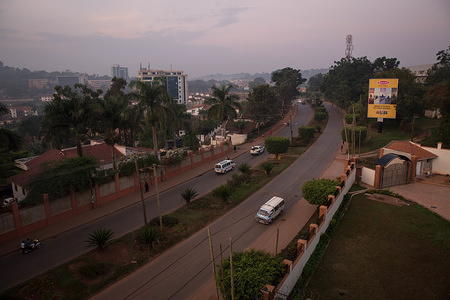 Cars and boda bodas drive along Riga Street, Kampala.
Uganda is a small country located in Central eastern Africa, it neighbours with Kenya to the east, South Sudan to the North, DR Congo to the west and Rwanda to the south. As 2017 it has a population over 40 millions.