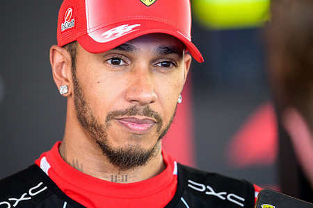 Scuderia Ferrari’s British driver Lewis Hamilton is seen in the paddock after the qualifying session of the Austrian Formula 1 Grand Prix at the Red Bull Ring.
