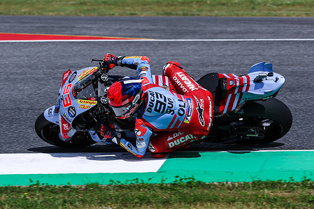 Marc Marquez of Spain and Gresini Racing MotoGP in action during the MotoGP GP7 Gran Premio d'Italia Brembo - Free Practice at Mugello Circuit.