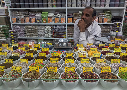 A vendor seen waiting for customers in Mohali, India. Mohali is a small city located in the north eastern part of India. In 2018 it is a population of just over 200,000.