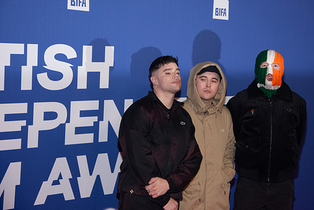 (L to R) Mo Chara, DJ Provai and Moglai Bap attend the 27th British Independent Film Awards at The Roundhouse.
