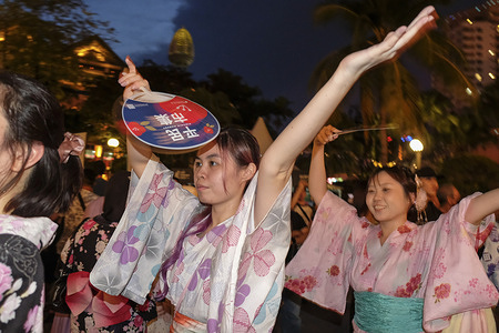 Attendees take participate to joins the traditional Bon dance during the Bon Odori Festival 2025 at Subang Jaya outskirt of Kuala Lumpur. Thousand of people gathered at Sunway, Subang jaya outskirt of Kuala Lumpur on July 12 and 13 for Bon Odori Festival. A traditional Japanese festival centered around lively dances performed to welcome and honor the spirits of ancestors.