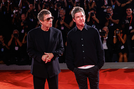 British musician Liam Gallagher and Noel Gallagher attend the red carpet of the film "Oasis Dont Look Back In Anger" at the 83rd Venice International Film Festival at the Sala Grande.