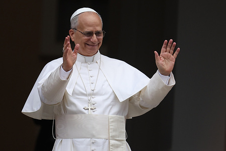 Pope Leo XIV recites the Angelus and gives his blessing to the faithful at the gates of the Apostolic Palace. The Pope is spending a short vacation at Villa Barberini in Castel Gandolfo before returning to the Vatican.