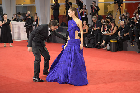 Brooklyn Bekham (l) and Nicola Peltz (r) attend the red carpet of movie Succederà questa notte during the 83rd Venice Film Festival at Palazzo del Cinema.