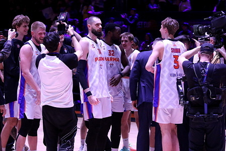 Players of Betcity Parma seen during the Final Four WINLINE Basket Cup, The match for the third place, basketball match between Zenit Saint Petersburg and Betcity Parma Perm at "kck Arena". Final score; Zenit Saint Petersburg 89:95 Betcity Parma Perm.