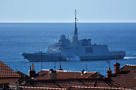 A French Navy war frigate arrives in Marseille