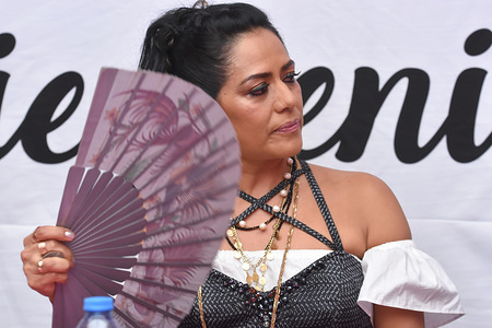 MEXICO CITY, MEXICO - Singer Lila Downs offers a press conference at Salon Tenampa on May 31, 2018 in Mexico City, Mexico.