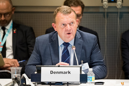 Lars Lokke Rasmussen, Prime Minister of Denmark speak at the United Nations in New York City.