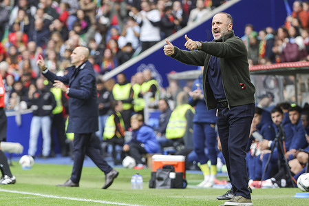 Head Coach Legishe Melikian of Armenia seen in action during the FIFA World Cup 2026 Qualifier match between Portugal and Armenia at Estadio do Dragao. Final scores: Portugal 9-1 Armenia.