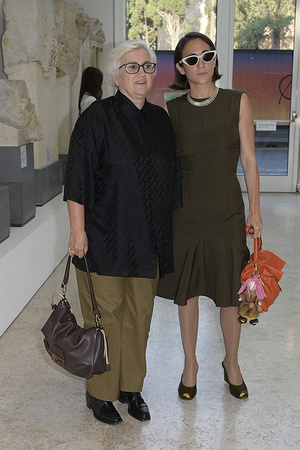 Silvia Venturini Fendi (l) and Delfina Delettrez Fendi (r) attend the presentation of short movie "La scienza e il cinema" organized by Carla Fendi Foundation at Ara Pacis Museum.