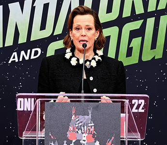 Actress/honoree Sigourney Weaver speaks at the Sigourney Weaver Hand And Footprint In Cement Ceremony held at the TCL Chinese Theater, Hollywood, California, USA - 15 May 2026