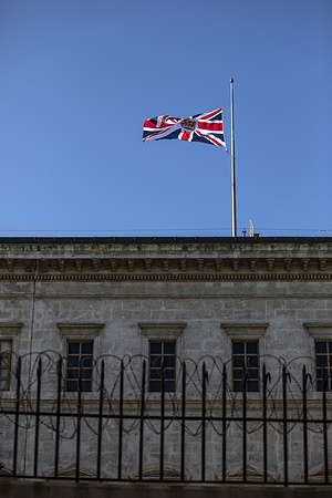 Due to the death of Queen Elizabeth II, the British Consulate General in Istanbul Beyoglu lowered the British flag to half mast.