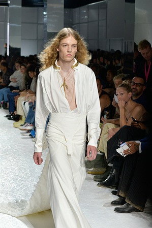 A model walks the runway wearing creations by designer Jung Eun Lee (South Korea) during the fashion show of the 38th International Festival Of Fashion, Photography And Fashion Accessories in Hyeres. The Première Vision competition is the most important competition for young fashion designers and is held during the Festival of Fashion, Photography and Accessories in Hyeres is held every year.