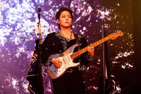 Kim Woo-sung, well known as Woosung of South Korean indie-rock band The Rose performs live at Alcatraz in Milan.