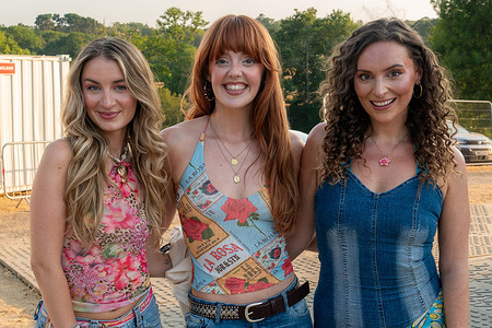 L-R Holly-Anne Hull ,Lauren Byrne and Charlotte Steele, collectively known as Remember Monday seen backstage before the concert. Country pop girl group Remember Monday played Borde Hill Summer Series on August the 14th as one of the supporting acts for band McFly.
