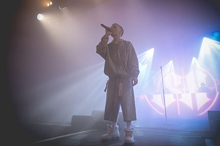 Italian rapper, Nicola Siciliano performs live at Casa della Musica.