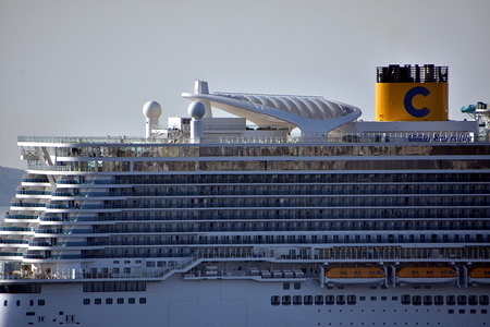 The Italian liner “Costa Smeralda” cruise ship leaves the French Mediterranean port of Marseille, after a long layover during which the ship was completely disinfected due to the cases of coronavirus of several passengers.