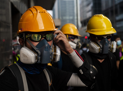 Pro-democracy protesters prepare to confront the riot police officers during the demonstration.
Mass demonstrations continues for one more weekend in Hong Kong which began in June 2019 over a now-suspended extradition bill to China.