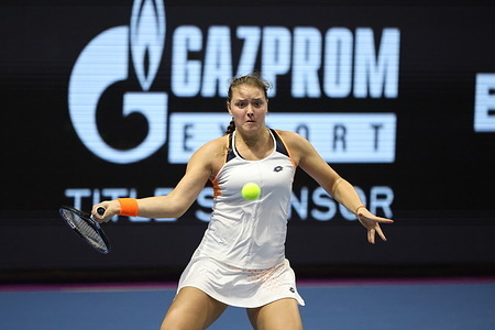 Jule Niemeier of Germany in action during the St. Petersburg Ladies Trophy 2022 tennis tournament against Erika Andreeva of Russia.
Final score; Erika Andreeva 1:2 Jule Niemeier.