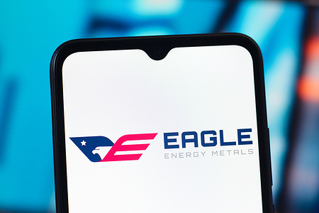 In this photo illustration, an Eagle Nuclear Energy logo is seen displayed on a smartphone screen.
