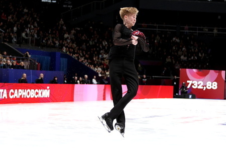 Nikita Sarnovsky, during the rental of the men's short program during the Channel One Figure Skating Cup 2026 in St. Petersburg, at the Yubileyny Sports Palace. Final result: 83.0.