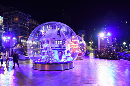 Christmas decorations at Montecarlo Casino Square.