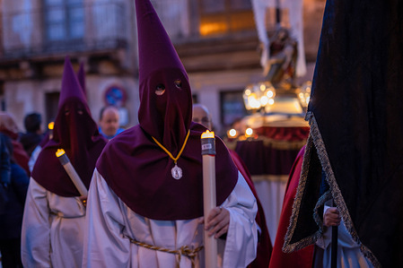 Penguins wearing pointed hoods are seen in a Holy Thursday procession. during a Holy Thursday procession through the streets of the old town of Sepúlveda, located in the Castile and León region of Spain.
