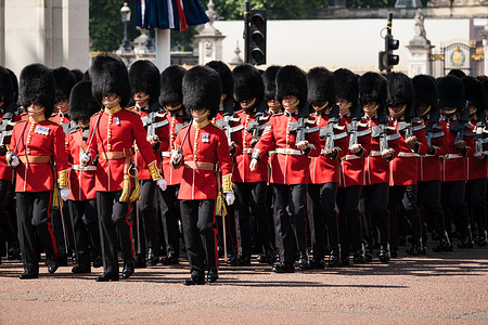 Royal Guards march through the Mall. The King’s Birthday Parade 2025 marks the official birthday of the British sovereign. The parade is also known as Trooping the Colour, a military procession that takes place every year.
