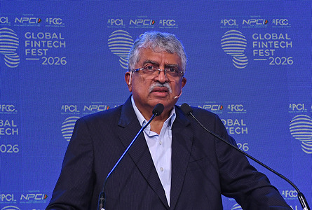 Non-executive Chairman and Co-founder of Infosys, Nandan Nilekani speaks during the Global Fintech Fest in Mumbai. The 7th edition of Global Fintech Fest is being held from 8-11th September 2026, a global platform to encourage major stakeholders of Fintech firms, who gathered to share and exchange ideas, and innovation in banking, finance, artificial intelligence, digital payments, startups, and new technologies.