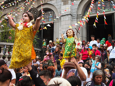 Different kinds of the Señor Santo Niño brought by their owner parading after the Holy Mass at Tondo Church during the feast of Señor Santo Niño in Tondo, Manila. Catholic devotees flock to Santo Niño de Tondo Parish, also known as Tondo Church in Manila, with their Sto. Niño replicas for a blessing. Señor Santo Niño, or the Roman Catholic title of the child Jesus, was the first catholic icon when Christianity was introduced in the Philippines in 1521.