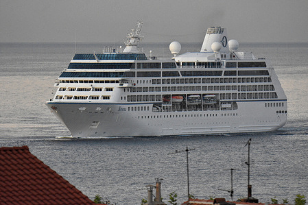 The passenger cruise ship Sirena arrives at the French Mediterranean port of Marseille.